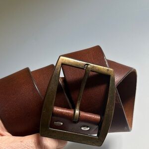 Bechelli vintage Brown Leather Belt with Brass Buckle Fits 32-38”
